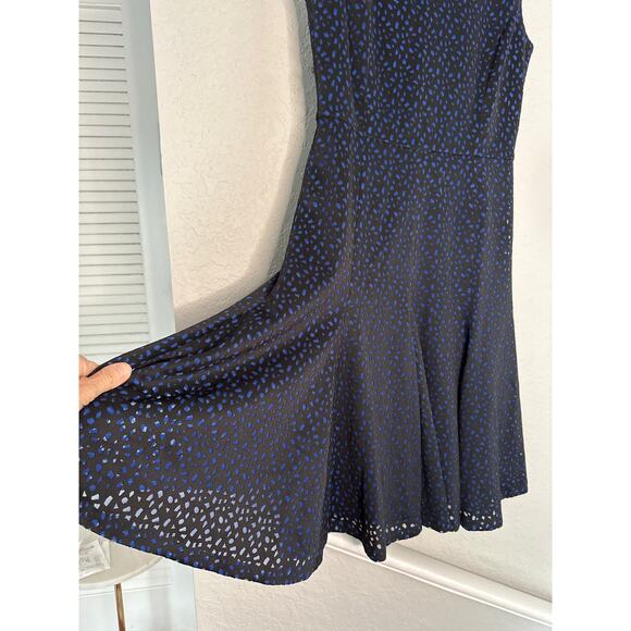 Karl Lagerfeld Blue Black Laser Cut Out Fit Flare Dress Size 4 Skater Retro Y2K - Picture 5 of 7